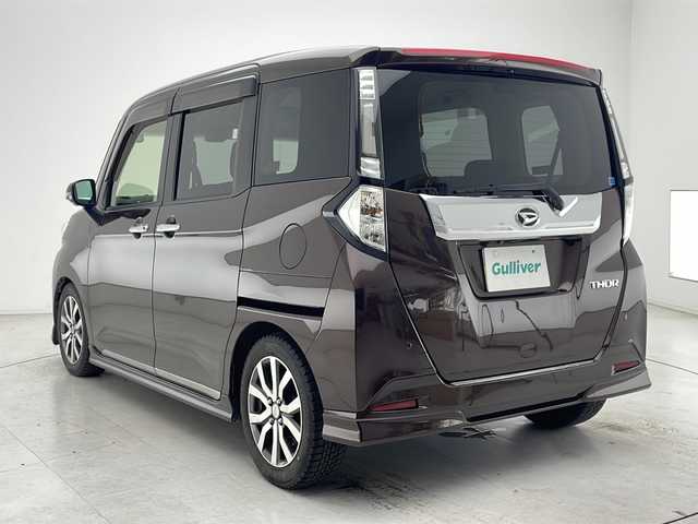 ダイハツ トール カスタムG ターボ SAⅡ 千葉県 2017(平29)年 5.3万km プラムブラウンクリスタルマイカ 衝突軽減ブレーキ/レーンキープアシスト/クルーズコントロール/社外メモリナビ/（フルセグ/Bluetooth/CD/DVD/FM/AM）/全方位カメラ/フリップダウンモニター/アイドリングストップ/ETC/ドライブレコーダー（前後）/両側パワースライドドア/シートヒーター（運転席＋助手席）/スマートキー/コーナーセンサー（前後）/LEDヘッドライト/フォグライト/電動格納ミラー/ロールサンシェード/純正フロアマット/純正サイドバイザー