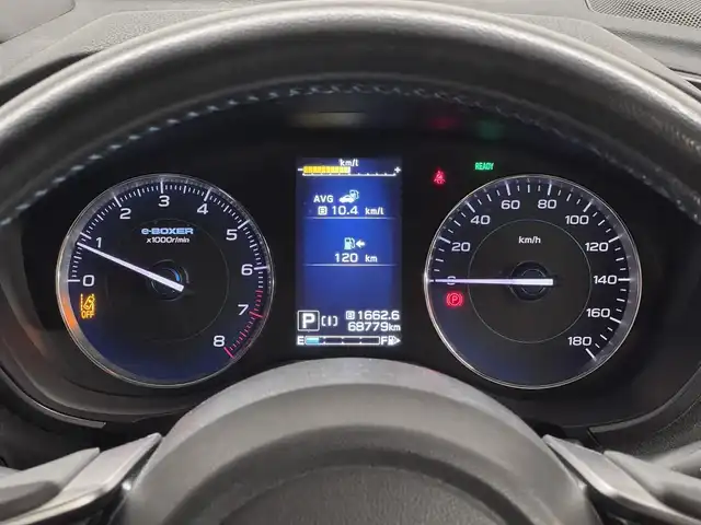 スバル ＸＶ ハイブリッド アドバンス 三重県 2019(平31)年 6.9万km ダークグレーメタリック ガソリン/FF/MTモード付フロアCVT/純正 8インチナビ CN-LR840D/（FM/AM/SD/iPod/TV/USB/Bluetooth/MEMORY MUSIC/CD/DVD/HDMI/VTR）/リヤビューモニター・サイドビューモニター/ETC2.0/EyeSight/・プリクラッシュブレーキ/・アクティブレーンキープ/・全車速追従/定速クルーズコントロール/・ハイビームアシスト/・後退時ブレーキアシスト（RAB：リヤパーキングセンサー）/・後退速度リミッター/・先行車発進お知らせ機能/・ヒルスタートアシスト/装備/・左右独立オートエアコン/・オートライト/・ステアリング連動ヘッドライト（SRH）/・LEDヘッドライト/・フロント＆リヤフォグランプ/・オートワイパー/・パドルシフト/・電子パーキングブレーキ・オートビークルホールド（AVH）/・ステアリングスイッチ/・プッシュスタート/・充電用USBジャックx2/・純正18inAW/・スマートキーx2/・保/など