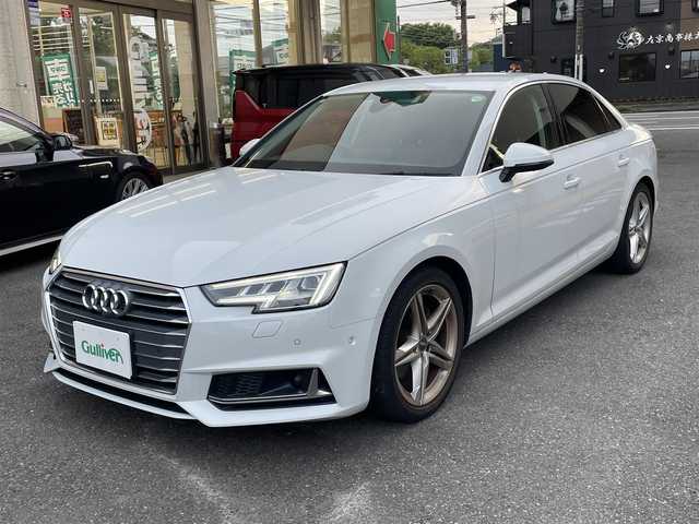 アウディ Ａ４ 40TFSI マイスターシュトック 静岡県 2019(令1)年 3万km パール 純正ナビ/フルセグTV/DVD/CD/SD/BT/全方位カメラ/黒革シート/全席シートヒーター /前席パワーシート/運転席シートメモリー/バーチャルコックピット/衝突軽減ブレーキ/レーンキープアシスト/レーダークルーズコントロール/クリアランスソナー/ブラインドスポットモニター/前後ドライブレコーダー/LEDヘッドライト/ビルトインETC2.0/スマートキー×2/取扱説明書/R6点検記録簿有