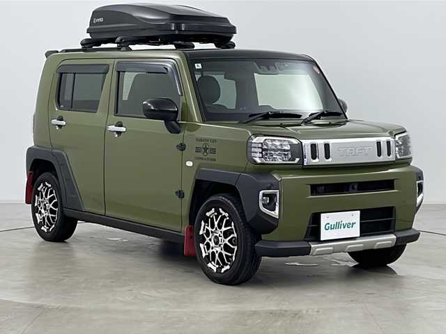 ダイハツ タフト G 道央・札幌 2020(令2)年 2.2万km フォレストカーキメタリック ・４ＷＤ/・純正ナビＤＴＶ・ＢＴ・ＣＤ・ＤＶＤ・ＳＤ・ＵＳＢ/・アラウンドビューモニター/・ガラスルーフ/・スマートアシスト/・衝突軽減ブレーキ/・ペダル踏み間違い時加速抑制機能/・車線逸脱抑制制御機能/・先行車発進お知らせ機能/・誤発進抑制機能/・路肩逸脱警報機能/・ルーフレール/・ルーフキャリア/・ルーフＢＯＸ/・前席シートヒーター/・ＬＥＤオートライト/・オートマチックハイビーム/・純正ドラレコ/・スマートキー/・シートカバー