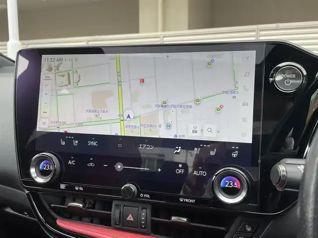 レクサス ＮＸ 350h Fスポーツ 大阪府 2023(令5)年 3.2万km グラファイトブラックガラスフレーク ワンオーナー/4WD/ムーンルーフ/アドバンスドパーク/パーキングサポートブレーキ/純正14インチナビ/・BT/フルセグ/Apple car play/Android auto/パノラミックビューモニター/ヘッドアップディスプレイ/赤革/メモリシート/パワーシート/シートヒーター/エアシート/電動リアゲート/純正20インチアルミホイール/ETC2/0/USBソケット/タイプCソケット/アクセサリーコンセントAC100V/レクサスセーフティー＋/・プリクラッシュセーフティー/・緊急時操舵運転支援/・フロントクロストラフィックアラート/・レーンチェンジ/・オートマチックハイビーム/ブラインドスポットモニター/保証書/記録簿R5/R6/R7/スペアキー/カードキー