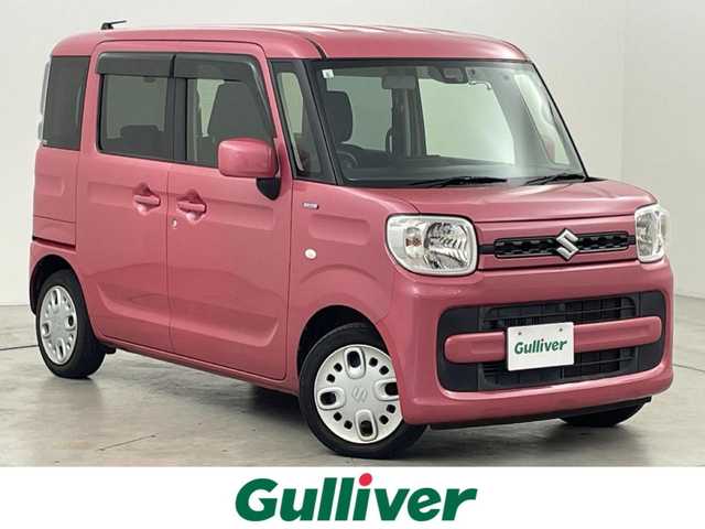 スズキ スペーシア HYBRID G 福岡県 2019(令1)年 6.6万km チアフルピンクM 社外７型ナビ（ＣＤ，ＤＶＤ，ＴＶ）　/ＥＴＣ　/コーナーセンサー　/衝突軽減ブレーキ　/レーンキープ　/横滑り防止装置　/アイドリングストップ　/電動格納式ドアミラー　/プッシュスタート　/オートライト　/ドアバイザー