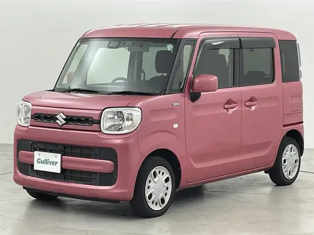 スズキ スペーシア HYBRID G 福岡県 2019(令1)年 6.6万km チアフルピンクM 社外７型ナビ（ＣＤ，ＤＶＤ，ＴＶ）　/ＥＴＣ　/コーナーセンサー　/衝突軽減ブレーキ　/レーンキープ　/横滑り防止装置　/アイドリングストップ　/電動格納式ドアミラー　/プッシュスタート　/オートライト　/ドアバイザー