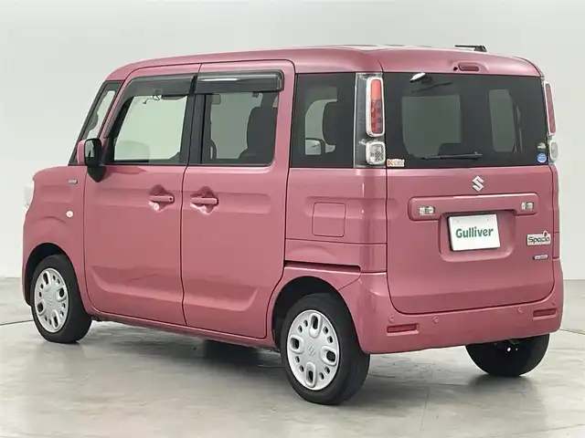スズキ スペーシア HYBRID G 福岡県 2019(令1)年 6.6万km チアフルピンクM 社外７型ナビ（ＣＤ，ＤＶＤ，ＴＶ）　/ＥＴＣ　/コーナーセンサー　/衝突軽減ブレーキ　/レーンキープ　/横滑り防止装置　/アイドリングストップ　/電動格納式ドアミラー　/プッシュスタート　/オートライト　/ドアバイザー