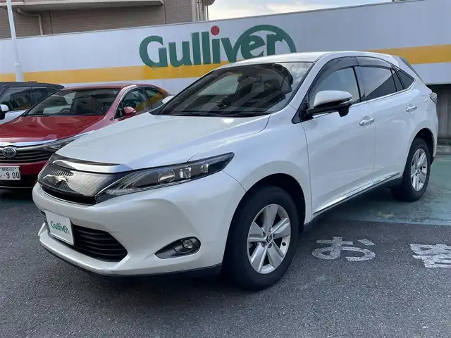 トヨタ ハリアー エレガンス 静岡県 2015(平27)年 2.8万km ホワイトパールクリスタルシャイン ワンオーナー/純正ナビ/フルセグTV/DVD/CD/SD/MSV/BT/バックカメラ/ハーフレザーシート/運転席パワーシート/LEDヘッドライト/LEDフォグライト/ビルトインETC/スマートキー×2/保証書/取扱説明書/ナビ取扱説明書/H28/30/R4/6点検記録簿有