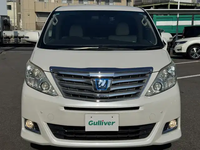 トヨタ アルファードハイブリット G 千葉県 2012(平24)年 10.6万km ホワイトパールクリスタルシャイン 社外10型フローティングナビ/フルセグTV/Bluetooth/バックカメラ/両側電動スライドドア/コーナーセンサー/クルーズコントロール/パワーシート/3列シート/HIDヘッドライト/オートライト/純正16インチAW/前後ドラレコ/ETC/保証書・取説