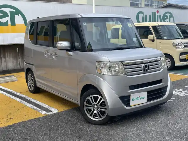 ホンダ Ｎ ＢＯＸ ＋ G Lパッケージ 静岡県 2014(平26)年 10.9万km カトラリーシルバーM ワンオーナー/純正ナビ/CD/SD/片側パワースライドドア/前方ドライブレコーダー/ETC/HIDヘッドライト/オートライト/スマートキー×2/保証書/取扱説明書/ナビ取扱説明書/H28/31/R3/5/7点検記録簿有
