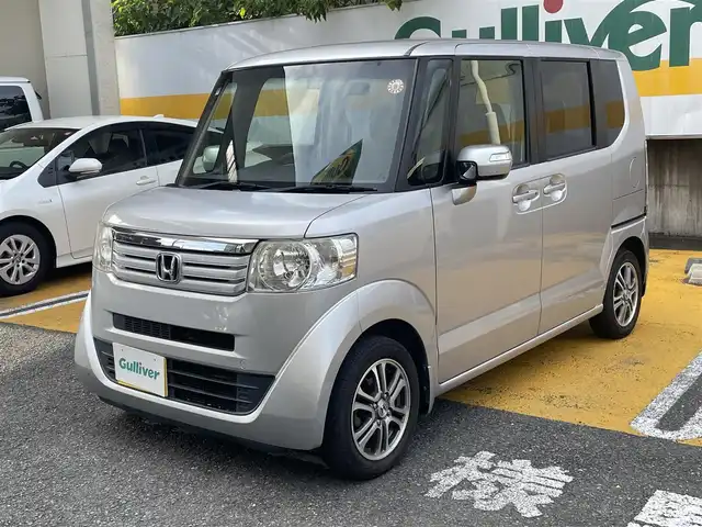 ホンダ Ｎ ＢＯＸ ＋ G Lパッケージ 静岡県 2014(平26)年 10.9万km カトラリーシルバーM ワンオーナー/純正ナビ/CD/SD/片側パワースライドドア/前方ドライブレコーダー/ETC/HIDヘッドライト/オートライト/スマートキー×2/保証書/取扱説明書/ナビ取扱説明書/H28/31/R3/5/7点検記録簿有
