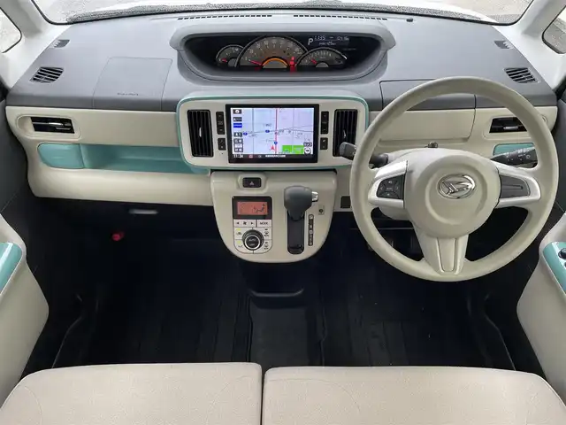 ダイハツ ムーヴ キャンバス G メイクアップ VS SAⅢ 滋賀県 2021(令3)年 1.1万km パールホワイトⅢ/ファインミントメタリック 2トーン 純正8インチメーカーナビ/(AM/FM/CD/DVD/iPod/SD/フルセグTV)/パノラマモニター/コーナーセンサー/シートヒーター/両側パワースライドドア/ETC/ドライブレコーダー/スマートアシスト/オートマチックハイビーム/オートライト/ステアリングスイッチ/横滑り防止装置/アイドリングストップ/プッシュスタート/純正フロアマット/電格ミラー/スマートキー/スペアキー