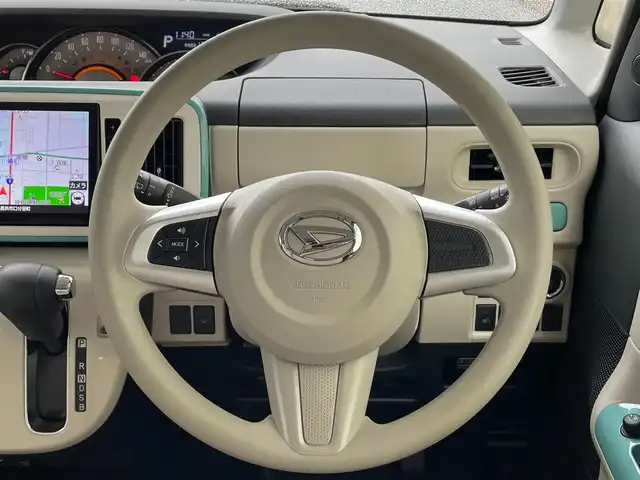 ダイハツ ムーヴ キャンバス G メイクアップ VS SAⅢ 滋賀県 2021(令3)年 1.1万km パールホワイトⅢ/ファインミントメタリック 2トーン 純正8インチメーカーナビ/(AM/FM/CD/DVD/iPod/SD/フルセグTV)/パノラマモニター/コーナーセンサー/シートヒーター/両側パワースライドドア/ETC/ドライブレコーダー/スマートアシスト/オートマチックハイビーム/オートライト/ステアリングスイッチ/横滑り防止装置/アイドリングストップ/プッシュスタート/純正フロアマット/電格ミラー/スマートキー/スペアキー