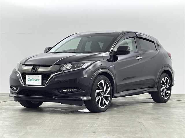 ホンダ ヴェゼル ハイブリッド RS ホンダセンシング 福島県 2017(平29)年 8.6万km クリスタルブラックパール 機関系不良/ホンダセンシング/・衝突軽減ブレーキ/・車線逸脱警報装置/・レーンキープアシスト/・レーダークルーズコントロール/・先行車発進お知らせ機能/純正7インチナビ/・型番：VXM-174VFi/・フルセグTV/Bluetooth/CD/DVD/・バックカメラ/・ETC/アイドリングストップ/電子パーキング/・オートホールド/革巻きステアリング/・ステアリングリモコン/・パドルシフト/ハーフレザーシート/・シートヒーター(運転席/助手席)/プッシュスタート/・スマートキー/LEDヘッドライト/・オートライト/・フォグライト/純正フロアマット/ドアバイザー