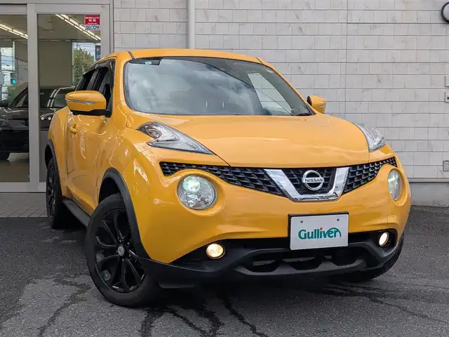 日産 ジューク 15RX Vセレクション 埼玉県 2017(平29)年 8.2万km サンライトイエロー 純正メモリナビ(MJ116D-W)/フルセグテレビ/バックカメラ/アラウンドビュー/ドライブレコーダー(KENWOOD DRV-MR740)/純正フロアマット/純正ドアバイザー/プッシュスタート/ETC2.0/HIDヘッドライト/スマートキー×2/整備記録簿(H29、H30、R1、R2、R5、R6、R7)