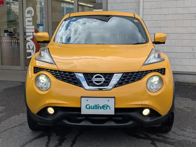 日産 ジューク 15RX Vセレクション 埼玉県 2017(平29)年 8.2万km サンライトイエロー 純正メモリナビ(MJ116D-W)/フルセグテレビ/バックカメラ/アラウンドビュー/ドライブレコーダー(KENWOOD DRV-MR740)/純正フロアマット/純正ドアバイザー/プッシュスタート/ETC2.0/HIDヘッドライト/スマートキー×2/整備記録簿(H29、H30、R1、R2、R5、R6、R7)