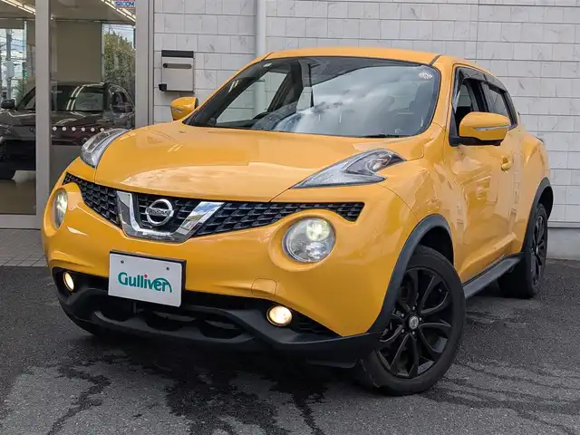日産 ジューク 15RX Vセレクション 埼玉県 2017(平29)年 8.2万km サンライトイエロー 純正メモリナビ(MJ116D-W)/フルセグテレビ/バックカメラ/アラウンドビュー/ドライブレコーダー(KENWOOD DRV-MR740)/純正フロアマット/純正ドアバイザー/プッシュスタート/ETC2.0/HIDヘッドライト/スマートキー×2/整備記録簿(H29、H30、R1、R2、R5、R6、R7)