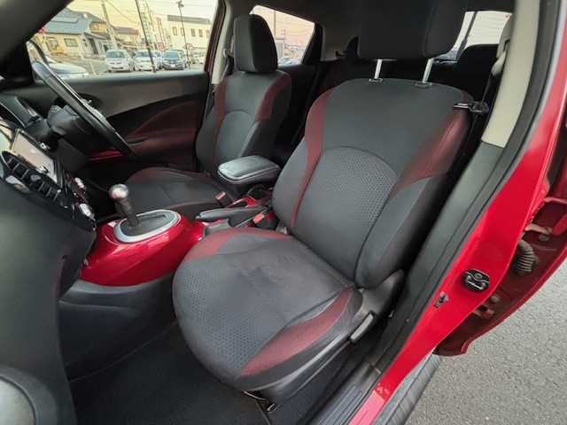 日産 ジューク 15RX アーバンセレクション 宮城県 2013(平25)年 4.3万km パッションレッド 登録時走行距離42485km/純正ナビ/DVD・CD・USB・iPod・VTR・Bluetooth・TV・AM・FM/プッシュスタート/スマートキー/AC/スペアキー有/バックカメラ/フルフラットシート/純正フロアマット/ABS/横滑り防止装置/盗難防止装置/オートライト/フォグランプ/電動格納ミラー