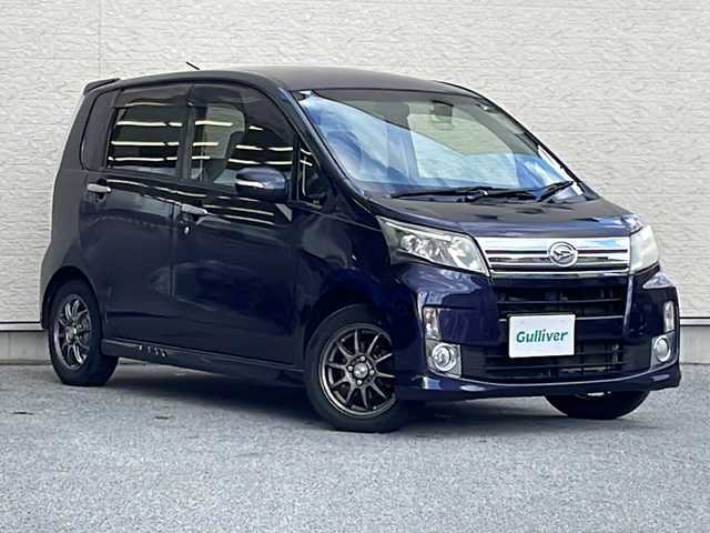 ダイハツ ムーヴ カスタム X 滋賀県 2013(平25)年 7.6万km アーバンナイトブルークリスタルメタリック ワンオーナー/純正メモリナビ/バックカメラ/ウィンカーミラー/プッシュスタート/ETC/AM/FM/CD/DVD/Bluetooth/スペアキー（板キー）/純正アルミ付きサマータイヤ4本/アイドリングストップ/オートライト