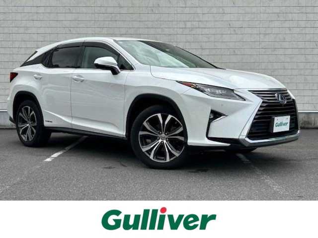 レクサス ＲＸ 450h バージョンL 大阪府 2016(平28)年 3.8万km ソニッククォーツ ブラインドスポットモニター/純正ナビ(BT/フルセグ)/アラウンドビューモニター/レーダークルーズコントロール/衝突被害軽減システム/レーンキープアシスト/横滑り防止装置/盗難防止装置/電動リアゲート/ETC/LEDヘッドライト/オートライト/レザーシート/パワーシート/シートヒーター/エアシート/シートメモリー/ハンドルヒーター/純正フロアマット/純正アルミホイール/スペアキー/カードキー