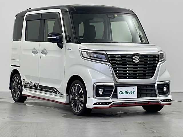 スズキ スペーシア カスタム HYBRID XS ターボ 岐阜県 2020(令2)年 5.2万km ピュアホワイトパール/ブラック2トーン BLESS CREATIONフルエアロ/スズキセーフティサポート/デュアルセンサーブレーキサポート/コーナーセンサー/クルーズコントロール/両側パワースライドドア/ハーフレザーシート/シートヒーター/革巻きステアリング/ステアリングスイッチ/パドルシフト/スマートキー/プッシュスタート/LEDヘッドライト/純正AW/純正ラバーフロアマット/純正ドアバイザー