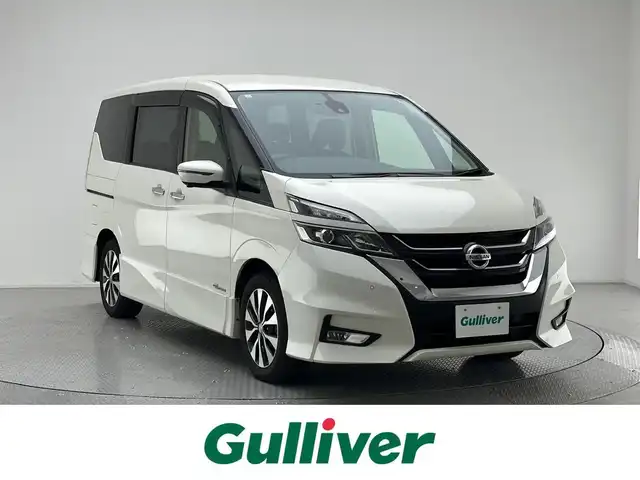 日産 セレナ ハイウェイスター 兵庫県 2017(平29)年 6.1万km ブリリアントホワイトパール 純正ＳＤナビ　/CD/DVD/Bluetooth/SD/フルセグ/両側パワースライドドア　/クルーズコントロール　/コーナーセンサー　/純正フロアマット　/アラウンドビューモニター　/エマージェンシーブレーキ　/パーキングアシスト　/純正フリップダウンモニター/ドアバイザー/LEDヘッドライト/フォグランプ/ドライブレコーダー/純正16インチアルミホイール