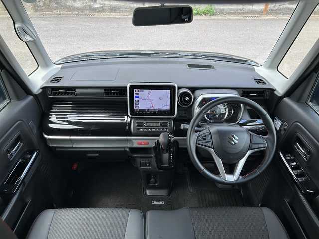 スズキ スペーシア カスタム HYBRID XS 佐賀県 2020(令2)年 6.8万km ブルーイッシュブラックパール3 デュアルセンサーブレーキサポート/リアセンサー/純正8型SDナビ/・全方位カメラ/・フルセグTV/BT/CD/DVD/・TVキャンセラー/純正ドラレコ(DRV518S)/両側パワースライドドア/純正15インチAW/LEDヘッドライト/オートライト/フォグランプ/ハーフレザーシート（合皮）/シートヒーター/ETC/ヘッドアップディスプレイ/革巻きステアリング/リアサーキュレーター/リアサンシェード/リアシートテーブル/電動格納ミラー/フロアマット/ドアバイザー/エアバックW/スペアキー×1