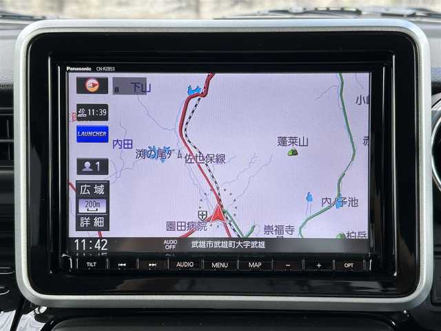 スズキ スペーシア カスタム HYBRID XS 佐賀県 2020(令2)年 6.8万km ブルーイッシュブラックパール3 デュアルセンサーブレーキサポート/リアセンサー/純正8型SDナビ/・全方位カメラ/・フルセグTV/BT/CD/DVD/・TVキャンセラー/純正ドラレコ(DRV518S)/両側パワースライドドア/純正15インチAW/LEDヘッドライト/オートライト/フォグランプ/ハーフレザーシート（合皮）/シートヒーター/ETC/ヘッドアップディスプレイ/革巻きステアリング/リアサーキュレーター/リアサンシェード/リアシートテーブル/電動格納ミラー/フロアマット/ドアバイザー/エアバックW/スペアキー×1