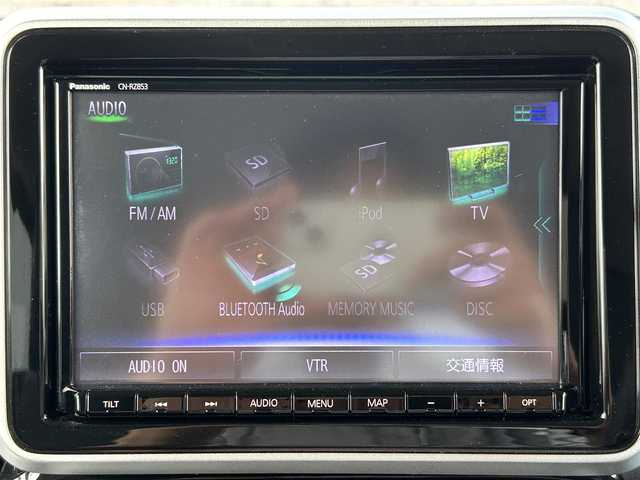 スズキ スペーシア カスタム HYBRID XS 佐賀県 2020(令2)年 6.8万km ブルーイッシュブラックパール3 デュアルセンサーブレーキサポート/リアセンサー/純正8型SDナビ/・全方位カメラ/・フルセグTV/BT/CD/DVD/・TVキャンセラー/純正ドラレコ(DRV518S)/両側パワースライドドア/純正15インチAW/LEDヘッドライト/オートライト/フォグランプ/ハーフレザーシート（合皮）/シートヒーター/ETC/ヘッドアップディスプレイ/革巻きステアリング/リアサーキュレーター/リアサンシェード/リアシートテーブル/電動格納ミラー/フロアマット/ドアバイザー/エアバックW/スペアキー×1