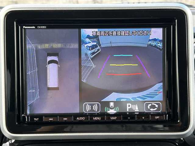 スズキ スペーシア カスタム HYBRID XS 佐賀県 2020(令2)年 6.8万km ブルーイッシュブラックパール3 デュアルセンサーブレーキサポート/リアセンサー/純正8型SDナビ/・全方位カメラ/・フルセグTV/BT/CD/DVD/・TVキャンセラー/純正ドラレコ(DRV518S)/両側パワースライドドア/純正15インチAW/LEDヘッドライト/オートライト/フォグランプ/ハーフレザーシート（合皮）/シートヒーター/ETC/ヘッドアップディスプレイ/革巻きステアリング/リアサーキュレーター/リアサンシェード/リアシートテーブル/電動格納ミラー/フロアマット/ドアバイザー/エアバックW/スペアキー×1