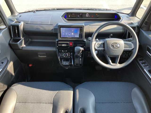 ダイハツ タント カスタム X 鳥取県 2023(令5)年 2.8万km クールバイオレットクリスタルシャイン ４WD/社外ナビ/ワンセグ/DVD/CD/BT/バックカメラ/ETC/スマートアシスト/前後コーナーセンサー/ハーフレザーシート/前席シートヒーター/両側パワースライドドア/LEDヘットライト/フォグライト/オートマチックハイビーム/純正14インチアルミホイール/プッシュエンジンスタート/スマートキー×2/アイドリングストップ/純正フロアマット/ドアバイザー/スタットレスセット積み込み（タイヤ溝5部山）