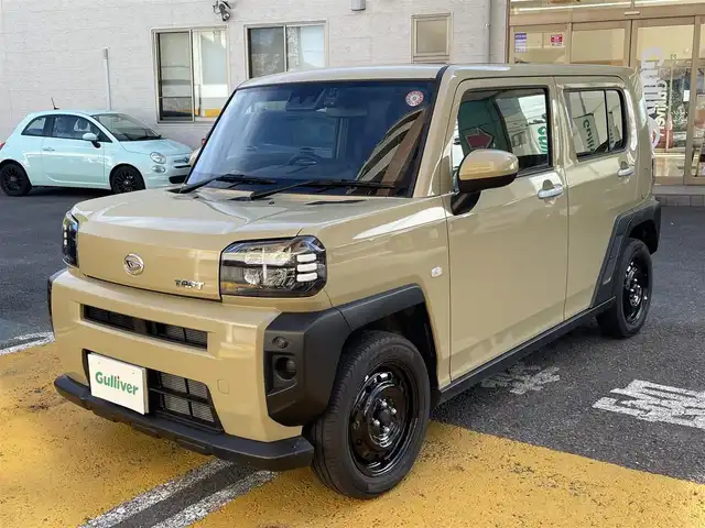 ダイハツ タフト X 静岡県 2024(令6)年 1.3万km サンドベージュメタリック ガラスルーフ/ディスプレイオーディオ/BT/USB/バックカメラ/前方ドライブレコーダー/ETC/衝突軽減ブレーキ/レーンキープアシスト/前後コーナーセンサー/LEDヘッドライト/純正フロアマット/スマートキー×2/保証書/取扱説明書