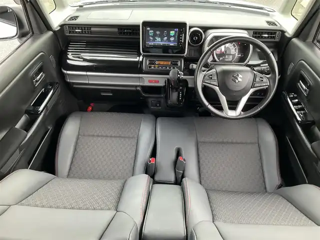 スズキ スペーシア カスタム HYBRID XS ターボ 滋賀県 2020(令2)年 4.7万km ピュアホワイトパール/ブラック2トーン ターボ車/スズキセーフティサポート/パナソニック7インチナビ/Bluetooth、CD、DVD、フルセグテレビ/バックカメラ/360°ドライブレコーダー/両側パワースライドドア/ETC/ハーフレザーシート/前席シートヒーター/純正15インチアルミホイール/スペアキー有り/取扱説明書/保証書
