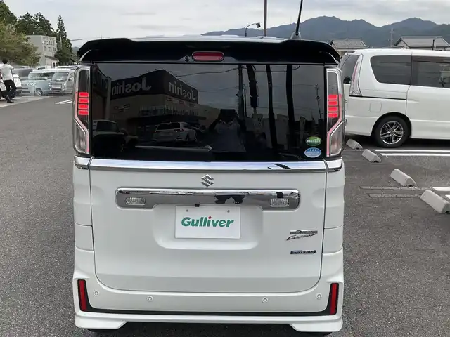 スズキ スペーシア カスタム HYBRID XS ターボ 滋賀県 2020(令2)年 4.7万km ピュアホワイトパール/ブラック2トーン ターボ車/スズキセーフティサポート/パナソニック7インチナビ/Bluetooth、CD、DVD、フルセグテレビ/バックカメラ/360°ドライブレコーダー/両側パワースライドドア/ETC/ハーフレザーシート/前席シートヒーター/純正15インチアルミホイール/スペアキー有り/取扱説明書/保証書