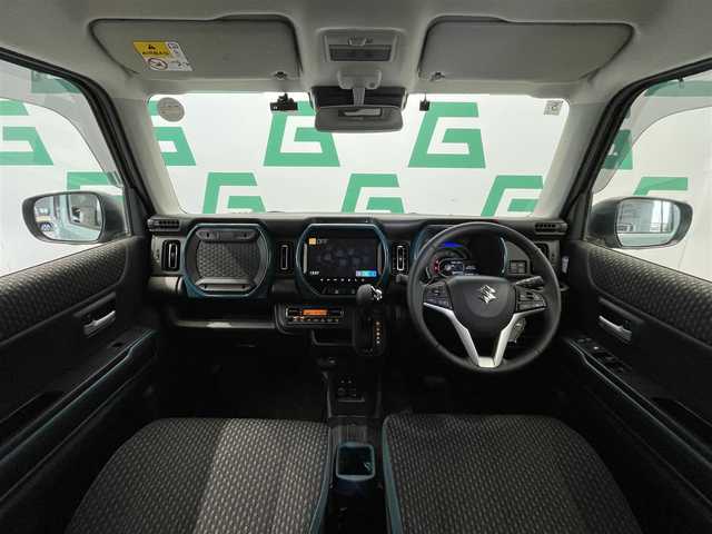 スズキ ハスラー HYBRID X ターボ 鹿児島県 2022(令4)年 0.4万km オフブルーM ワンオーナー　/禁煙車　/純正ナビ　/Ｂｌｕｅｔｏｏｔｈ　/前後ドライブレコーダー　/全方位カメラ　/ビルトインＥＴＣ　/クルコン　/シートリフター　/電格ミラー　/純正ラバーマット　/フルセグＴＶ　/純正ＬＥＤヘッドライト/フォグランプ/後席パーソナルテーブル/純正アルミ/オートマチックハイビーム　/ルーフレール/純正ドアバイザー