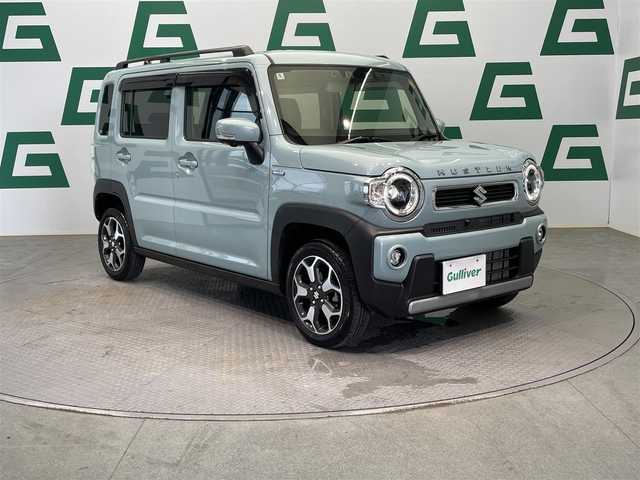 スズキ ハスラー HYBRID X ターボ 鹿児島県 2022(令4)年 0.4万km オフブルーM ワンオーナー　/禁煙車　/純正ナビ　/Ｂｌｕｅｔｏｏｔｈ　/前後ドライブレコーダー　/全方位カメラ　/ビルトインＥＴＣ　/クルコン　/シートリフター　/電格ミラー　/純正ラバーマット　/フルセグＴＶ　/純正ＬＥＤヘッドライト/フォグランプ/後席パーソナルテーブル/純正アルミ/オートマチックハイビーム　/ルーフレール/純正ドアバイザー