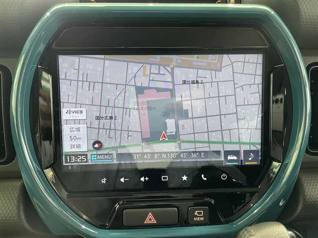 スズキ ハスラー HYBRID X ターボ 鹿児島県 2022(令4)年 0.4万km オフブルーM ワンオーナー　/禁煙車　/純正ナビ　/Ｂｌｕｅｔｏｏｔｈ　/前後ドライブレコーダー　/全方位カメラ　/ビルトインＥＴＣ　/クルコン　/シートリフター　/電格ミラー　/純正ラバーマット　/フルセグＴＶ　/純正ＬＥＤヘッドライト/フォグランプ/後席パーソナルテーブル/純正アルミ/オートマチックハイビーム　/ルーフレール/純正ドアバイザー