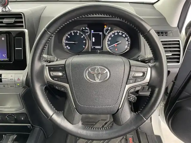 トヨタ ランドクルーザー プラド TX Lパッケージ 富山県 2019(平31)年 4.3万km パール 4WD/モデリスタエアロ/社外ディスプレイオーディオ（CD/DVD/BT）/バックカメラ/黒革シート/レーダークルーズコントロール/衝突被害軽減ブレーキ/クリアランスソナー/レーンキープアシスト/前席パワーシート/前席シートヒーター/エアシート/LEDヘッドライト/オートライト/ラゲッジマット/プッシュスタート/純正フロアマット