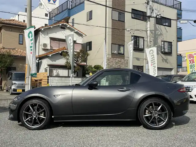マツダ ロードスター ＲＦ VS 兵庫県 2016(平28)年 5万km マシーングレープレミアムM /メーカーOP ツートンルーフ（ブラック）//ブラウンレザーシート//シートヒーター（運転席、助手席）//BOSEサウンド//純正ナビ//地デジ/DVD/BT/USB//ステアリングリモコン//パドルシフト//オートLEDヘッドランプ//純正17インチAW//ETC//BSM（ブラインドスポットモニタリング）//HBC（ハイビームコントロールシステム）//車線逸脱警報システム//RCTA（リヤクロストラフィックアラート）//スペアキー