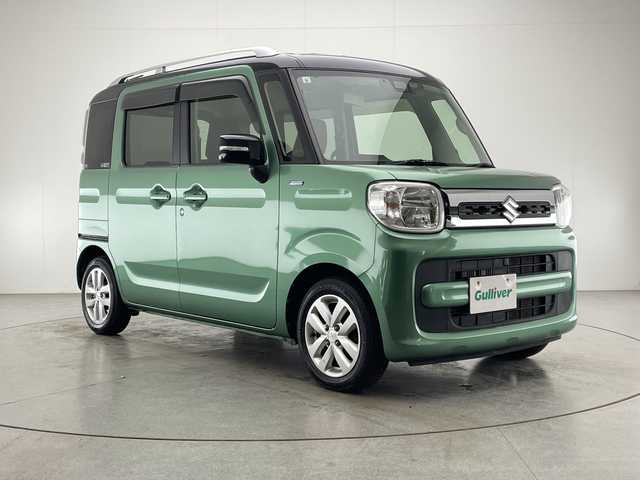 スズキ スペーシア HYBRID X 2トーン 宮崎県 2019(平31)年 3.1万km ツールグリーンパールメタリック/ブラック2トーン 社外ナビ(MDV-D706BTW)/CD/DVD/AM/FM/SD/Bluetooth/フルセグ/両側パワースライドドア/アイドリングストップ/横滑り防止装置/車線逸脱警報/コーナーセンサー/電動格納ミラー/ウィンカーミラー/ドライブレコーダー/バックカメラ/シートヒーター/フロアマット/サイドバイザー/LEDヘッドライト/サーキュレーター/ETC