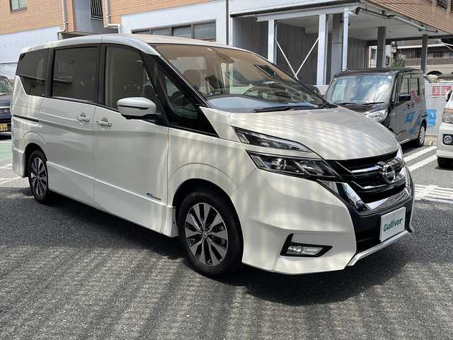 日産 セレナ ハイウェイスター G 大阪府 2016(平28)年 3.5万km ブリリアントホワイトパール ワンオーナー/メモリナビ/フルセグテレビ/バックカメラ/フリップダウンモニター/ウィンカーミラー/クルーズコントロール/ドアバイザー/プッシュスタート/両側パワースライドドア/ETC/新車保証書/取扱説明書