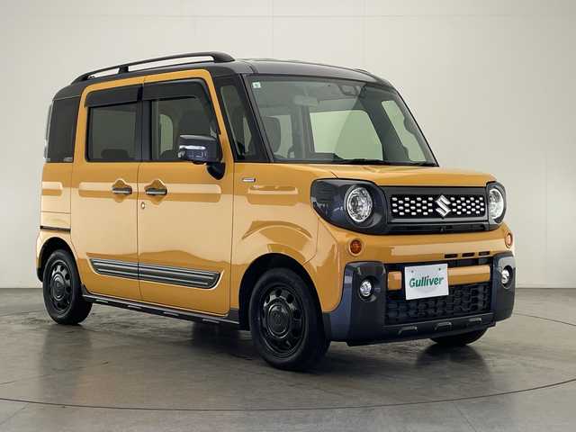 スズキ スペーシア ギア HYBRID XZ 宮崎県 2019(令1)年 4.9万km アクティブイエロー/ガンメタリック2トーン 純正ナビ/Ｂｌｕｅｔｏｏｔｈ/フルセグＴＶ/ＣＤ／ＤＶＤ/アラウンドビューモニター/バックカメラ/両側パワースライドドア/ドライブレコーダー/Ｄ／Ｎ席シートヒーター/コーナセンサー/スペアキー/ＥＴＣ