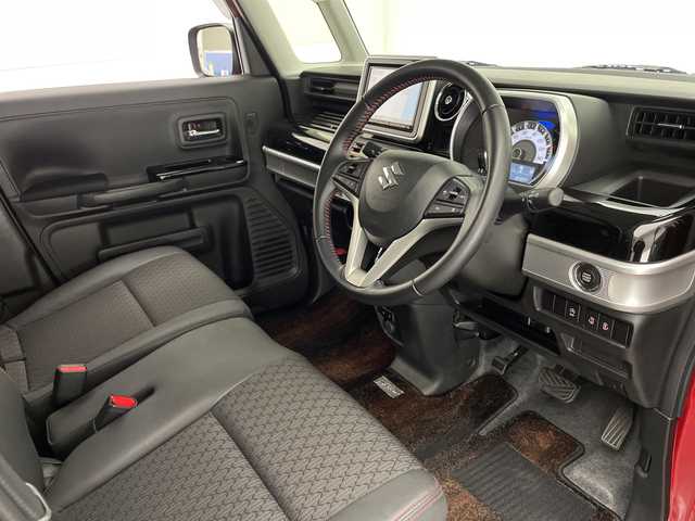 スズキ スペーシア カスタム HYBRID XS 宮崎県 2021(令3)年 2万km フェニックスレッドパール/ブルーイッシュブラックパール 純正ナビ/Ｂｌｕｅｔｏｏｔｈ　/フルセグＴＶ/ＣＤ／ＤＶＤ　/両側パワースライドドア/クルーズコントロール/黒ハーフレザーシート/ドライブレコーダー/バックカメラ　/デュアルブレーキサポート　/コーナセンサー　/レーンキープアシスト/Ｄ席シートヒーター/スマートキー/プッシュスタート