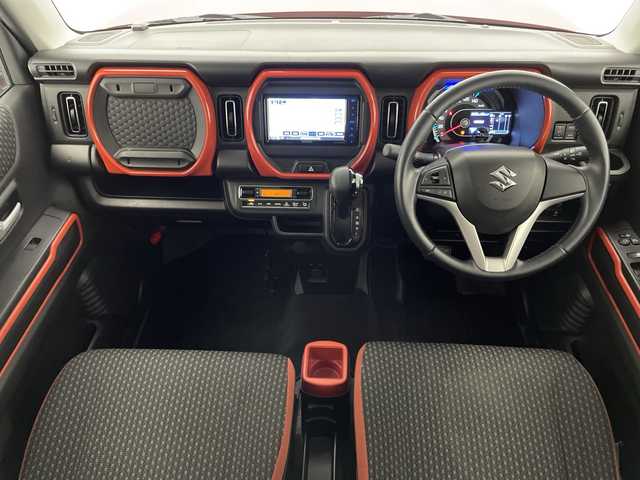 スズキ ハスラー HYBRID X 宮崎県 2020(令2)年 2万km バーミリオンオレンジ/ガンメタリック2トーン 社外ナビ(MDV-D708BTW)/CD/DVD/AM/FM/SD/Bluetooth/フルセグ/衝突軽減ブレーキ/アイドリングストップ/横滑り防止装置/車線逸脱警報/コーナーセンサー/D/N席シートヒーター/ステアリングスイッチ/電動格納ミラー/ウィンカーミラー/ドライブレコーダー/LEDヘッドライト/サイドバイザー/フロアマット/バックカメラ/スマートキー/ETC