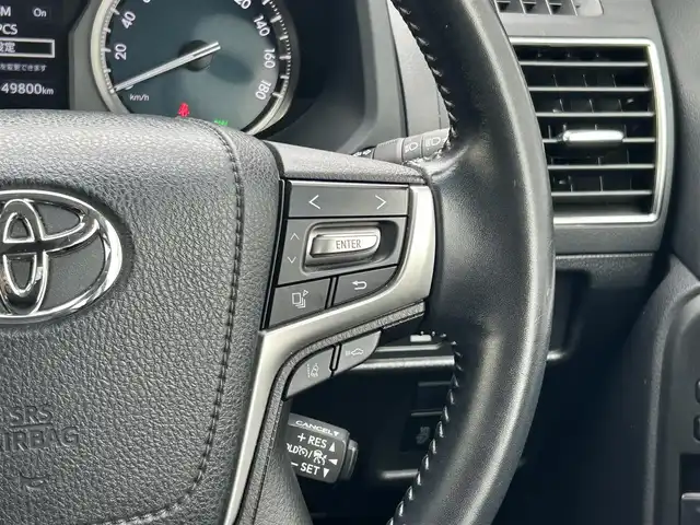 トヨタ ランドクルーザー プラド TX Lパッケージ 滋賀県 2018(平30)年 5万km ホワイトパールクリスタルシャイン ディーゼル/4WD(F4)/6速AT/純正ナビ【B9129】/（フルセグ/AM/FM/CD/DVD/Bluetooth/USB/SD）/プリクラッシュブレーキアシスト	/ブレーキアシスト	/ヒルスタート（坂道発進）アシスト	/ブラインドスポットモニター/レーンキープアシスト	/バックカメラ前/後/360°カメラ（フロント/サイド/バック）/ETC/レーダークルーズ/オートハイビーム/フロント・リアエアロ/ヘッドライトウォッシャー/前後コーナーセンサー/センターデフフロック/シートヒーターD/N席/ベンチレーションD/N席/MTモード付AT/D/N席パワーシート/電動格納サードシート/19インチ純正AW/ウッドコンビステアリング/テレビキャンセラー/横滑り防止/純正エンジンスターター/USBポート/純正マット/プッシュスタート/ウィンカーミラー/電動格納ミラー