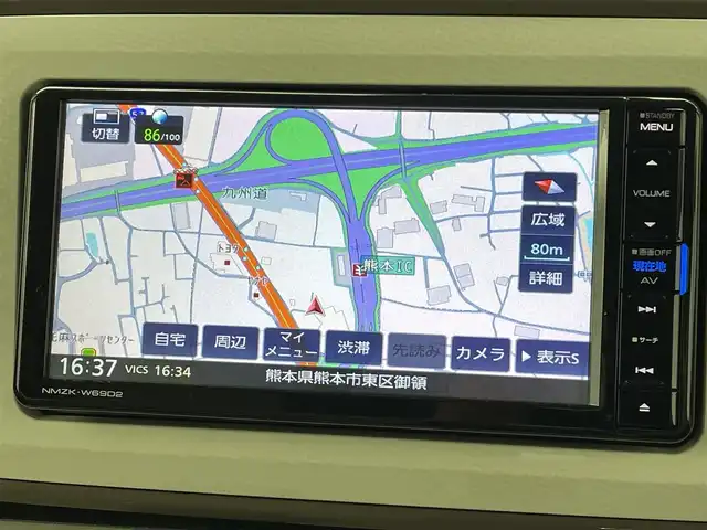 ダイハツ ムーヴ キャンバス X メイクアップ リミテッド SAⅢ 熊本県 2018(平30)年 2.8万km パールホワイトⅢ/ナチュラルベージュマイカメタリック 2トーン 禁煙車　/純正ナビNMZK-W69D2（ＣＤ・ＤＶＤ・フルセグ・ＢＴ・ＳＤ・ＵＳＢ）/全周囲カメラ　/ＥＴＣ　/両側パワースライドドア　/衝突軽減ブレーキ　/横滑り防止　/アイドリングストップ/純正フロアマット　/オートライト/フォグライト/スマートキー/プッシュスタート/保証書/取扱説明書
