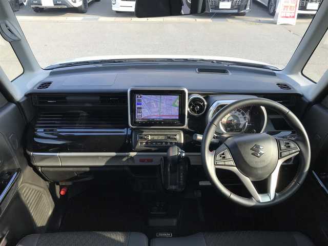 スズキ スペーシア カスタム HYBRID XS 富山県 2021(令3)年 2.3万km ピュアホワイトパール/ブラック2トーン 純正ナビ/フルセグTV/Bluetooth/全周囲カメラ/衝突被害軽減ブレーキ/コーナーセンサー/レーンキープアシスト/レーダークルーズコントロール/両側パワースライドドア/プッシュスタート/スマートキー/革巻きステアリング/ステアリングスイッチ/ETC