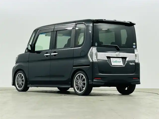 ダイハツ タント カスタム RS トップED SAⅡ 福島県 2016(平28)年 10.8万km ブラックマイカメタリック 純正メモリナビゲーション　/・バックカメラ　/・ドライブレコーダー　/・ETC/両側パワースライドドア　/衝突被害軽減システム　/ハーフレザーシート　/コーナーセンサー　　/プッシュスタート　/・スマートキー　/・スペアキー　/LEDヘッドライト/オートライト/・フォグライト/純正フロアマット/電動格納ウィンカーミラー/純正ドアバイザー/後席サンシェード/取扱説明書/・保証書
