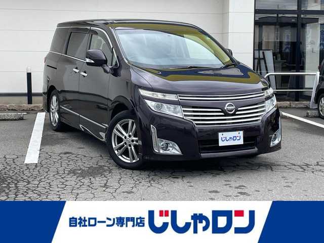 日産 エルグランド 250ハイウェイスター 青森県 2013(平25)年 14万km オーロラモーヴ (株)IDOMが運営する【じしゃロン青森店】の自社ローン専用車両になりますこちらは現金、またはオートローンご利用時の価格です。自社ローンご希望の方は別途その旨お申付け下さい。/純正8インチSDナビ/　Bluetooth フルセグTV DVD CD AUX iPod USB/ALPINE10.2インチフリップダウンモニター/バックカメラ/片側パワースライドドア/横滑り防止装置/ハーフレザーシート/助手席二列目オットマン/オートヘッドライト/フロントフォグライト/リアオートエアコン/ビルトインETC/純正フロアマット/スペアキー