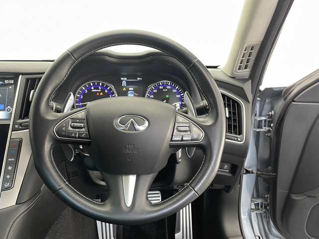 日産 スカイライン ハイブリッド 350GT FOUR TypeSP 長野県 2014(平26)年 3.3万km ハガネブルーM 4WD/純正メモリナビ/Bluetooth／ＴＶフルセグ/ETC/ステアリングスイッチ/クルーズコントロール/パドルシフト/走行支援/AM/FM/シートメモリD席/パワーシート/前後コーナーセンサー/電動リアゲート/電動格納シート/レーンキープアシスト/純正フロアマット/純正夏タイヤ/ドアバイザー/LEDヘッドライト