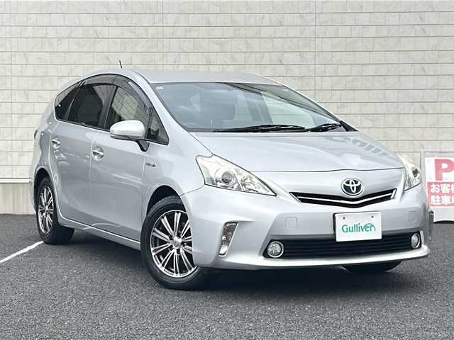トヨタ プリウス α S チューンブラック 千葉県 2014(平26)年 11.6万km シルバーM 純正メモリナビ（NSCP-W62）/ワンセグテレビ/BlueTooth接続/バックカメラ/ステアリングスイッチ/プッシュスタート/ドアバイザー/ETC/モード切替EV/ECO/PWR/社外アルミホイール/社外フロアマット/スペアキー/取扱説明書/保証書/令和7年記録簿