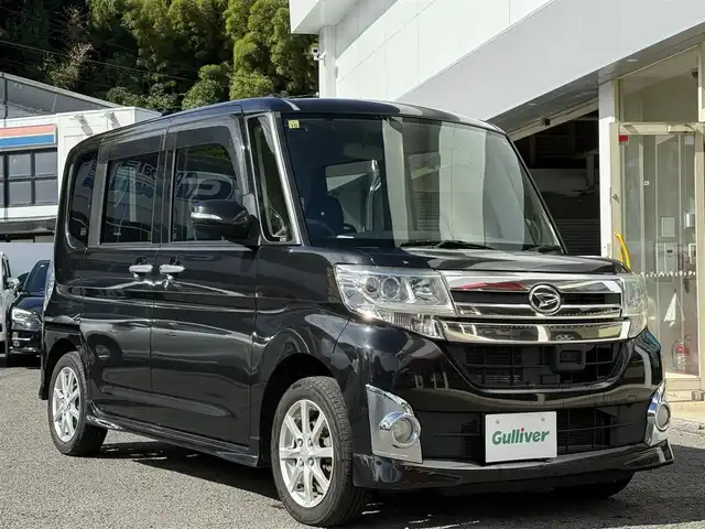 ダイハツ タント カスタム X スマートセレ SA 長崎県 2014(平26)年 12.1万km ブラックマイカメタリック 登録時120384km/純正ナビ/・ＴＶ/・Bluetooth/・DVD/片側パワースライドドア/バックカメラ/ETC/ステアリングスイッチ/フリップダウンモニター/ドアバイザー/電動格納ミラー
