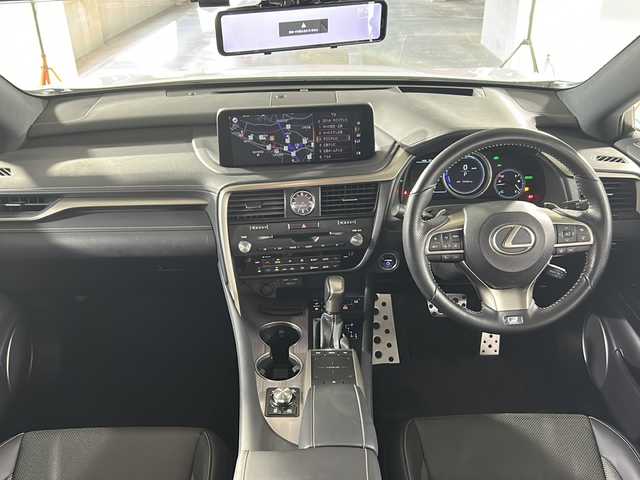 レクサス ＲＸ 450h Fスポーツ 広島県 2019(令1)年 7.4万km ホワイトノーヴァガラスフレーク 純正ナビ/CD/DVD/Blu-ray/DTV/Bluetooth/AppleCarPlay/AndroidAuto/パノラミックビューモニター/BSM/HUD/レーダークルーズコントロール/ETC2.0/パワーバックドア/社外前後ドライブレコーダー/レザーシート/シートヒーター/シートベンチレーション /メモリーシート /電子パーキング/純正20インチアルミホイール/クリアランスソナー